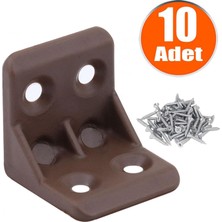 Badem10 Mobilya Eşya Dolap Köşebent Bağlantı Sabitleme Sabitleyici L Gönye 25x25x25 Mm Kahverengi (10 ADET)