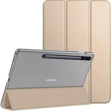 MobaxAksesuar Samsung Galaxy Tab S6 10.5" T860 Kılıf PU Deri Smart Case Gold