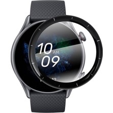 Microcase Amazfit Gtr 3 Tam Kaplayan Kavisli Ekran Koruyucu 3D Pet Film - Siyah