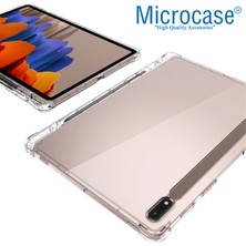 Microcase Samsung Galaxy Tab S7 Plus SM-T970 12.4" Kalem Koymalı Köşe Koruma Silikon Kılıf - Şeffaf