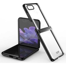 Case 4U Samsung Galaxy Z Flip Uyumlu Kılıf 180 Derece Kıpta Kapak Siyah
