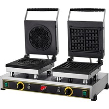 Işıkgaz Silverinox Endüstriyel Elektrikli Çiçek Kare Waffle Makinesi
