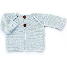 Orgaknits Baby Açık Mavi Bebek Ceket, Hırka, Yelek (%100 Organik Pamuk)