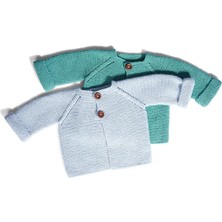 Orgaknits Baby Açık Mavi Bebek Ceket, Hırka, Yelek (%100 Organik Pamuk)