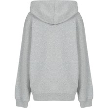 White&Simple Erkek Gri Pamuklu Unisex Kapüşonlu Sweatshirt Hoodie