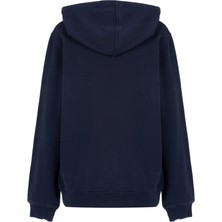 White&Simple Erkek Lacivert Pamuklu Unisex Kapüşonlu Sweatshirt Hoodie