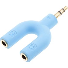 Flameer 3.5mm Stereo Kulaklık Kulaklık Ses Erkek 2 Kadın Fiş Y Splitter Mavi (Yurt Dışından)