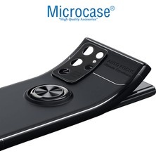 Microcase Samsung Galaxy S22 Ultra 5g Focus Serisi Yüzük Standlı Silikon Kılıf - Siyah