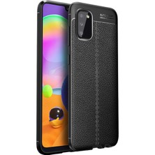 Microcase Samsung Galaxy A03S Leather Tpu Silikon Kılıf - Siyah