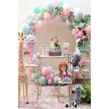 Trend Hediye Sepeti Makaron Pastel Pembe Yeşil 100 ADET Safari Balon Zinciri
