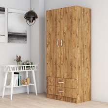2 Kapılı Iki Çekmeceli Geniş Gardrop Çam - GRD0402