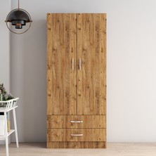 2 Kapılı Iki Çekmeceli Geniş Gardrop Çam - GRD0402