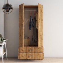 2 Kapılı Iki Çekmeceli Geniş Gardrop Çam - GRD0402
