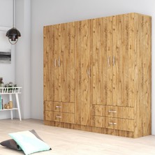 5 Kapılı Dört Çekmeceli Geniş Gardrop Çam- GRD0702