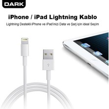 Dark 1 Metre Ipad/ipad Mini/iPhone Uyumlu 5 / 6 Lightning 8pin USB Şarj ve Data Kablosu (Beyaz) (DK-AC-IPCB100LT)