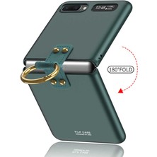 Fibaks Samsung Galaxy Z Flip Uyumlu Yüzüklü Standlı Flip Ring Kıpta Koruyucu Kılıf