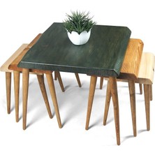 Entema Doğal Ağaç Masif Kütük 3’lü Orta Zigon Sehpa