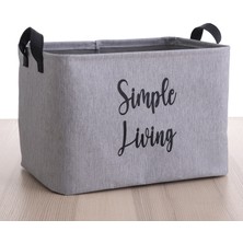 Rope Home Gri Kumaş Simple Living Baskılı Sepet 37x27x25 cm
