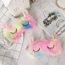 Hd Marketim Peluş Unicorn Rainbow Gökkuşağı Renkli Göz Uyku Bandı Bandana