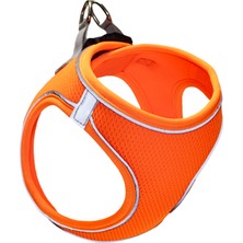 Mita Air Mesh Kedi Köpek Göğüs Tasması Çift Reflektörlü, Terletmeyen Neon Turuncu / Neon Orange