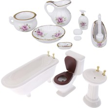 Lovoski 1/12 Dollhouse Seramik Mobilya Banyo Tuvalet Closestool Küvet Lavabo Seti (Yurt Dışından)