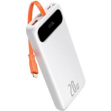 Baseus Lightning Kablolu Dijital Göstergeli 20W 10000mAh Powerbank Taşınabilir Şarj Aleti