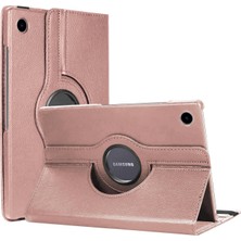 Microsonic Samsung Galaxy Tab A8 X200 Kılıf 360 Rotating Stand Deri Rose Gold