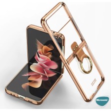 Microsonic Samsung Galaxy Z Flip 3 Kılıf Ring Loft Clear Gold