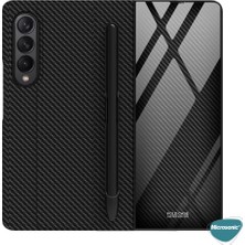 Microsonic Samsung Galaxy Z Fold 3 Kılıf Pencil Carbon Bookstyle Siyah