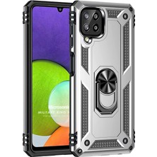 Microsonic Samsung Galaxy A22 4g Kılıf Military Ring Holder Gümüş