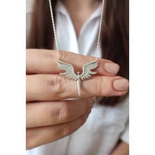 Parmas Design Mikail Meleği 925 Ayar Gümüş Kadın Beyaz Taşlı Kolye