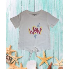 Divonette Kız Çocuk Wow Baskılı Belden Bağlamalı Tişört