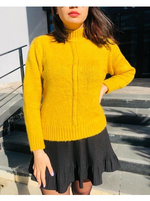 Fashion Kadın Sarı Yün Kazak
