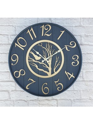 Markakanvas Antrasit Metal Kasalı , Antrasit Renkli  Altın(Gold) Renk Rakamlı Yuvarlak Duvar Saati  Çap 50 cm