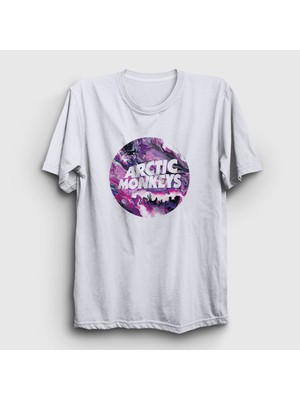 Presmono Unisex Beyaz Planet Arctic Monkeys T-Shirt