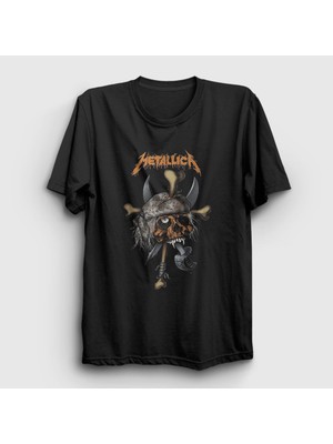 Presmono Unisex Siyah Skull V2 Metallica T-Shirt