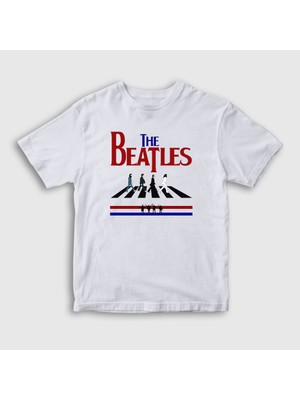 Presmono Unisex Çocuk Beyaz Walk V2 The Beatles T-Shirt