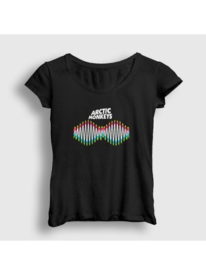 Presmono Kadın Siyah Wave Arctic Monkeys T-Shirt
