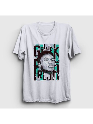 Presmono Unisex Beyaz Giannis Antetokounmpo Basketbol T-Shirt