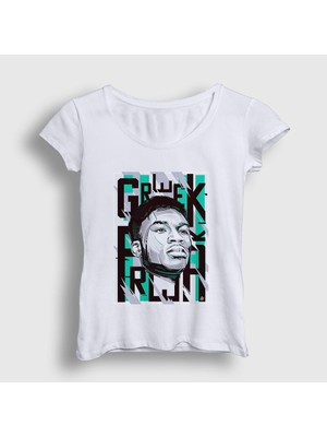 Presmono Kadın Beyaz Giannis Antetokounmpo Basketbol T-Shirt