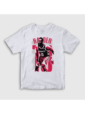 Presmono Unisex Çocuk Beyaz James Harden 13 Basketbol T-Shirt