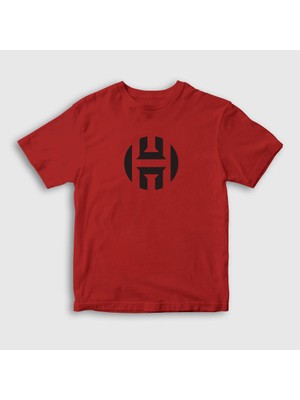 Presmono Unisex Çocuk Kırmızı Logo James Harden Basketbol T-Shirt