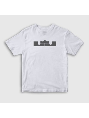 Presmono Unisex Çocuk Beyaz Logo LeBron James Basketbol T-Shirt