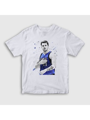 Presmono Unisex Çocuk Beyaz Luka Doncic Basketbol T-Shirt