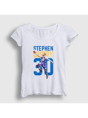 Presmono Kadın Beyaz Stephen Curry Basketbol T-Shirt