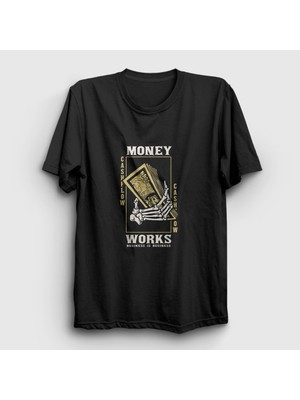 Presmono Unisex Siyah Money Works T-Shirt