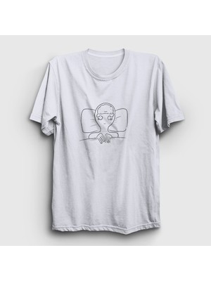 Presmono Unisex Beyaz Can't Sleep T-Shirt