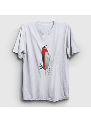 Presmono Unisex Beyaz Cool Bird Kuş T-Shirt