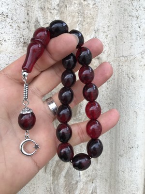 Sultan Telkâri Kırmızı Siyah Hareli Kapsül Kesim Iran Bağası Kehribar Tesbih