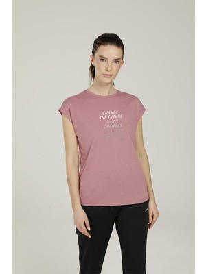 Kinetix SN629 Lora Slogan Detaıle Pembe Kadın T-Shirt